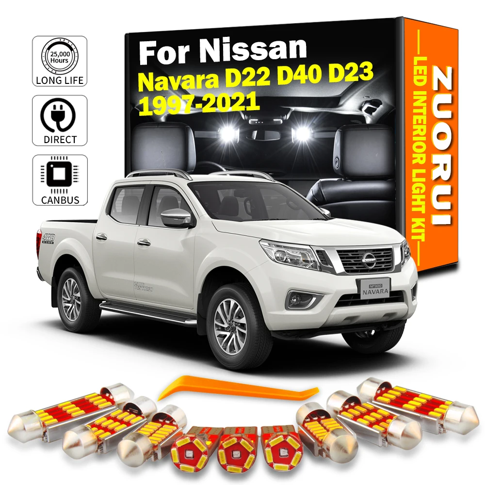 ZUORUI Canbus Car LED Interior Dome Map Light Kit For Nissan Navara D22 D40 D23 1997-2016 2017 2018 2019 2020 2021 Led Bulbs