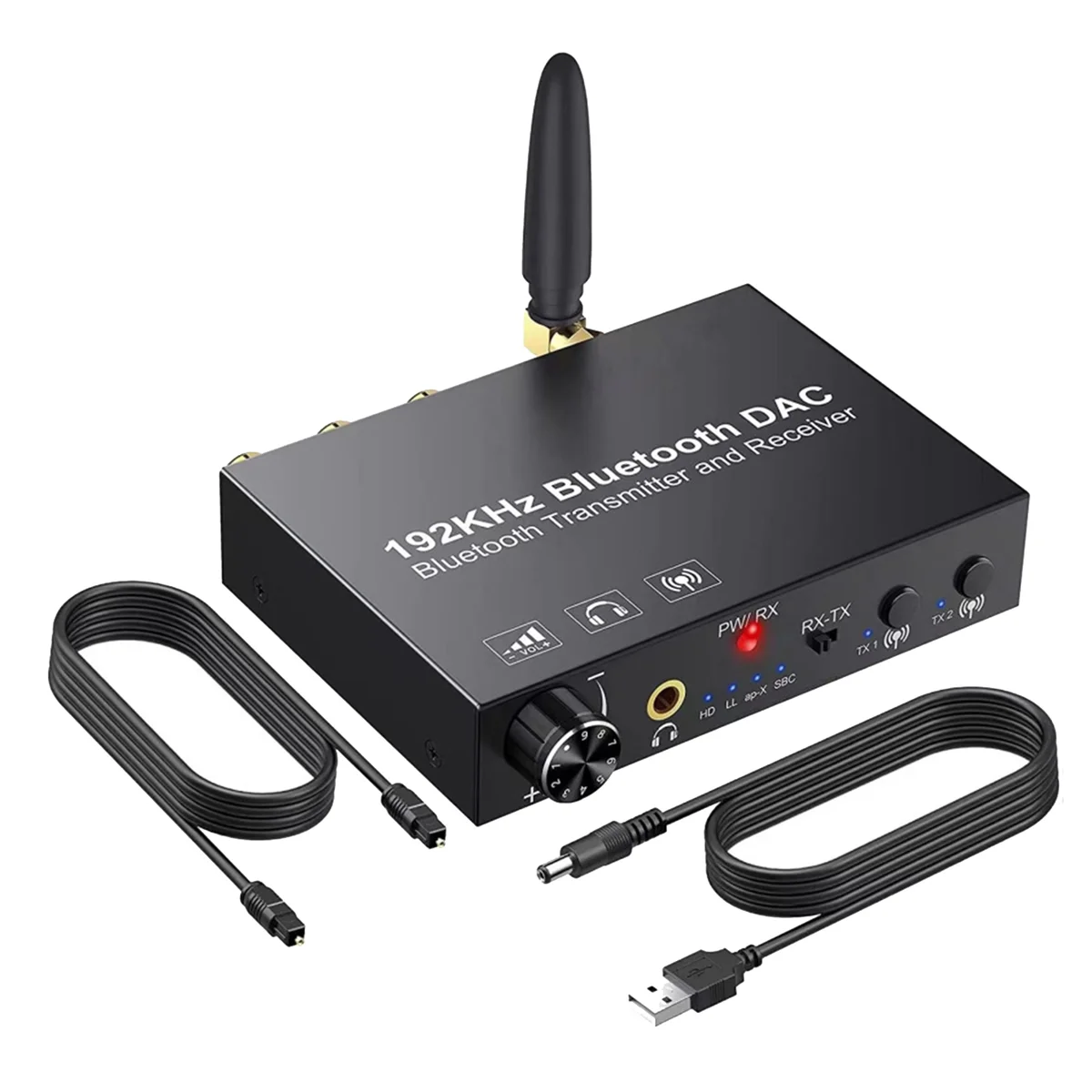 

192KHz Bluetooth DAC Converter Wireless Audio Transmitter Receiver Digital Optical Coaxial to Analog Adapter for TV