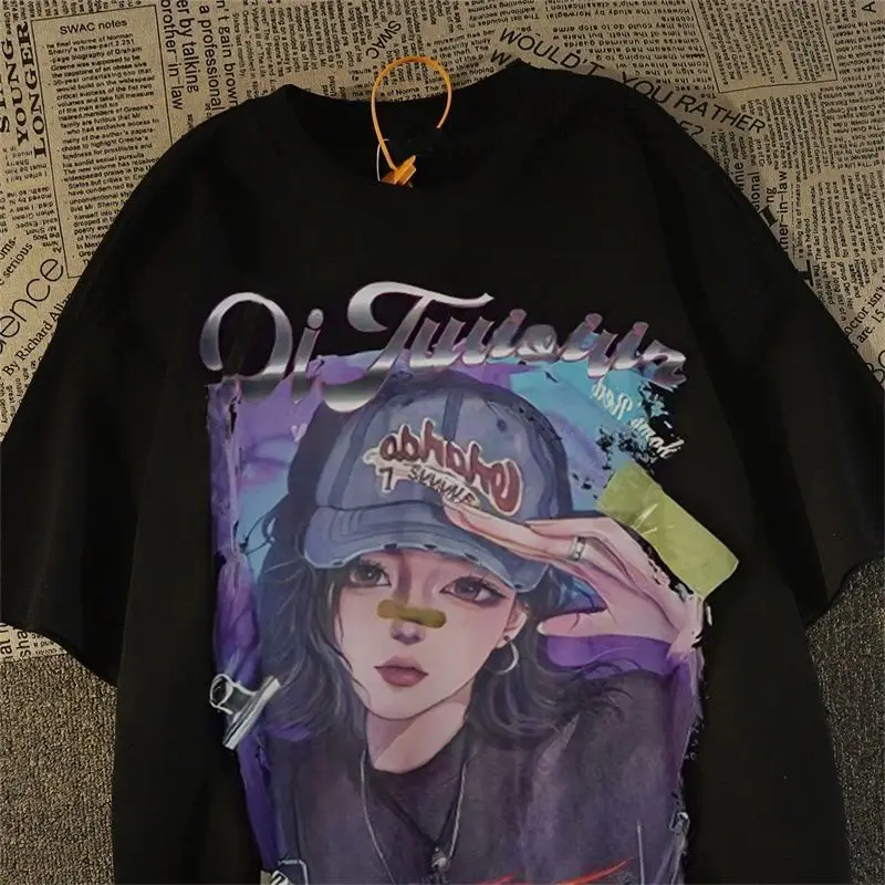 

New Teenagers American Fashion Brand Retro Lettering Versatile Short-Sleeved T-Shirt Men's Summer New Loose T-shirt