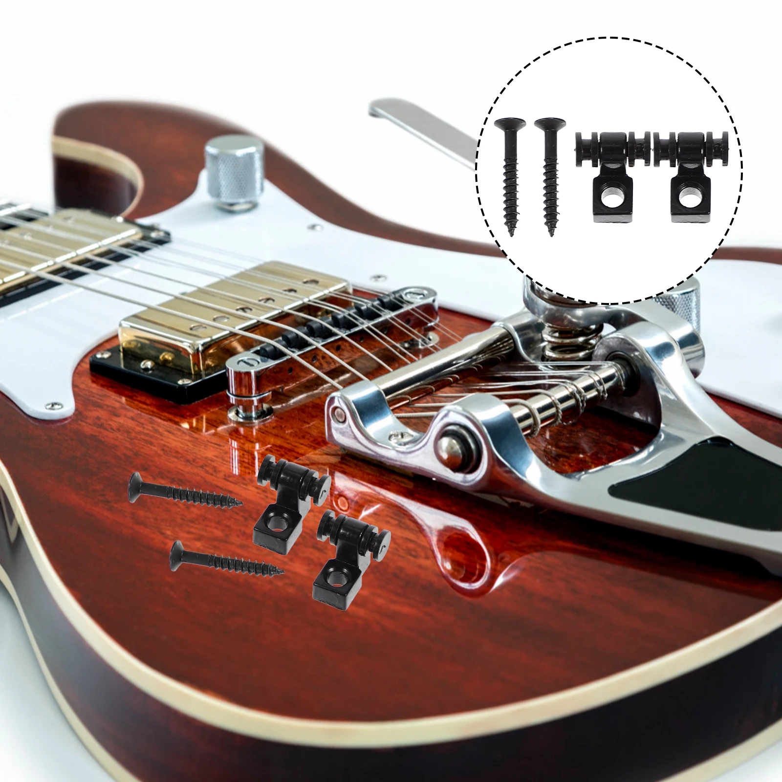 

2 set 2 Sets Electric Guitar String Trees Black Headpin Buckle Parts Accessories Metal Guide String Retainer For Instruments