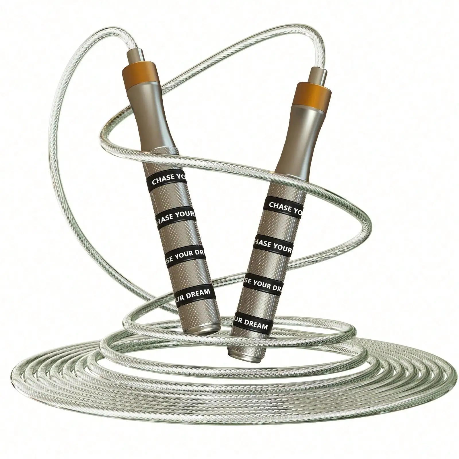 Cuerda para saltar de velocidad ajustable | Cable de acero de 10 pies | 360 ° Rodamientos duales | Puños metálicos antideslizantes | Rápido y duradero para CrossFit HIIT