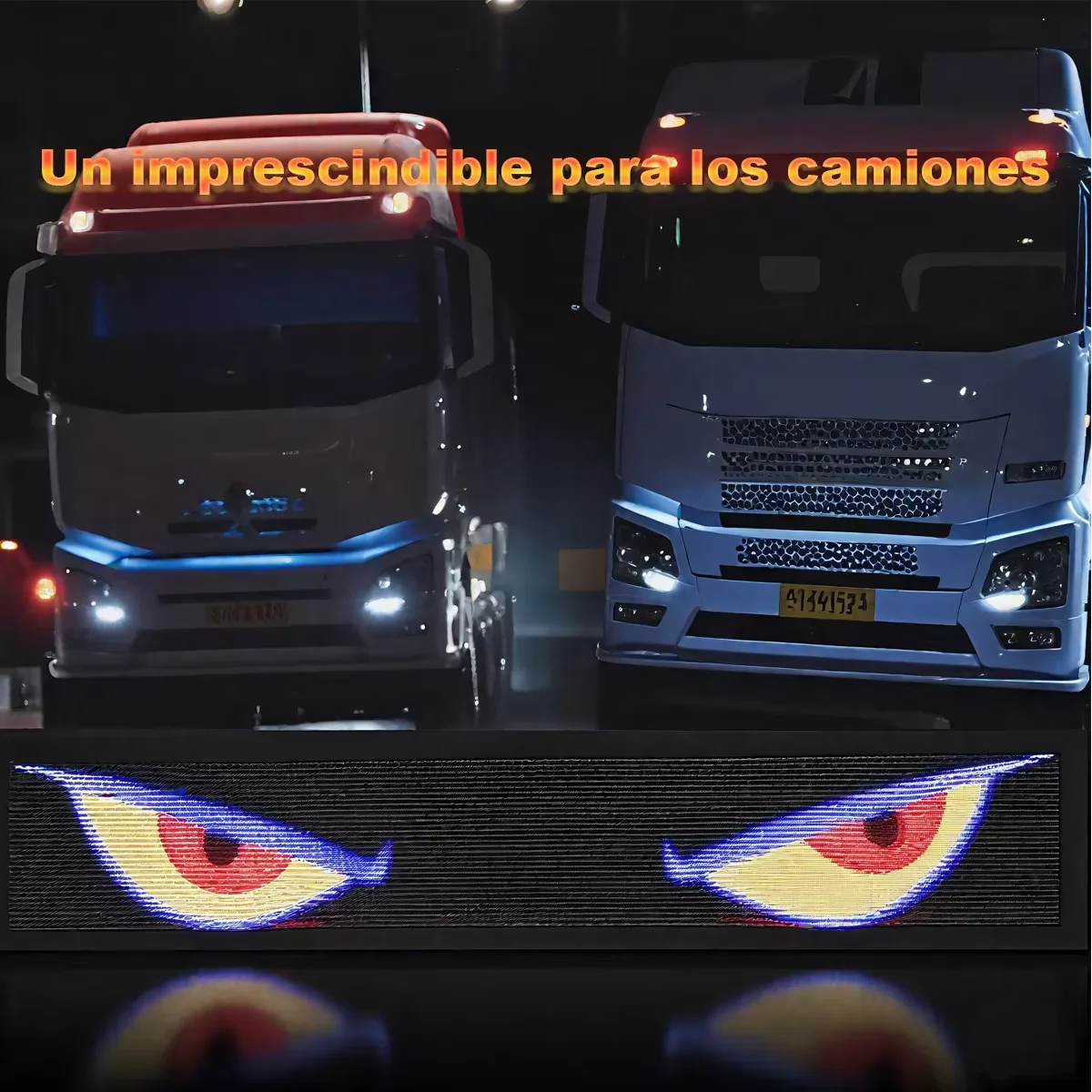 Quality 2 in 1 LED Truck Car Dynamic Devil Eye Foldable Light Rectangle Flexible Display Light For Board Windshield 60X12CM