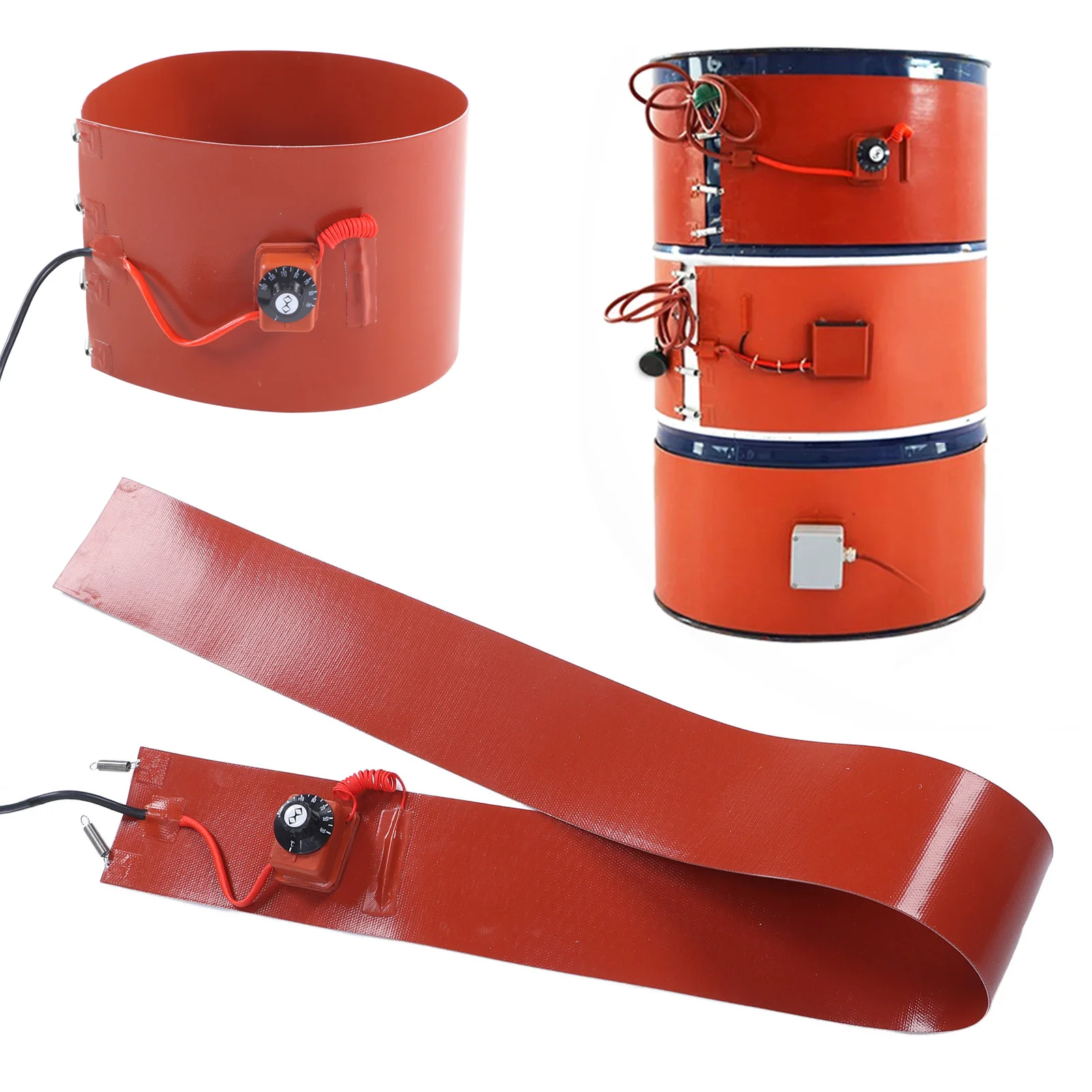 Barrel Heat Pad Barrel Heater Band Metall Drum Heater Silikon 200L 1000W 30-150 ℃   125 mm x 1740 mm Schaftwärmer-Heizbandpolster