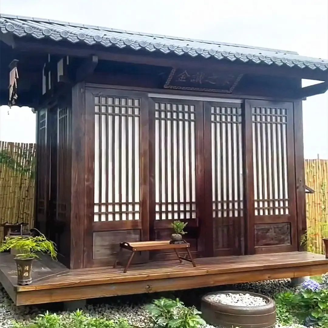 Outdoor courtyard Zen tea room B & B landscaping gazebo Japanese-style mobile chalet villa antique Chinese wooden house