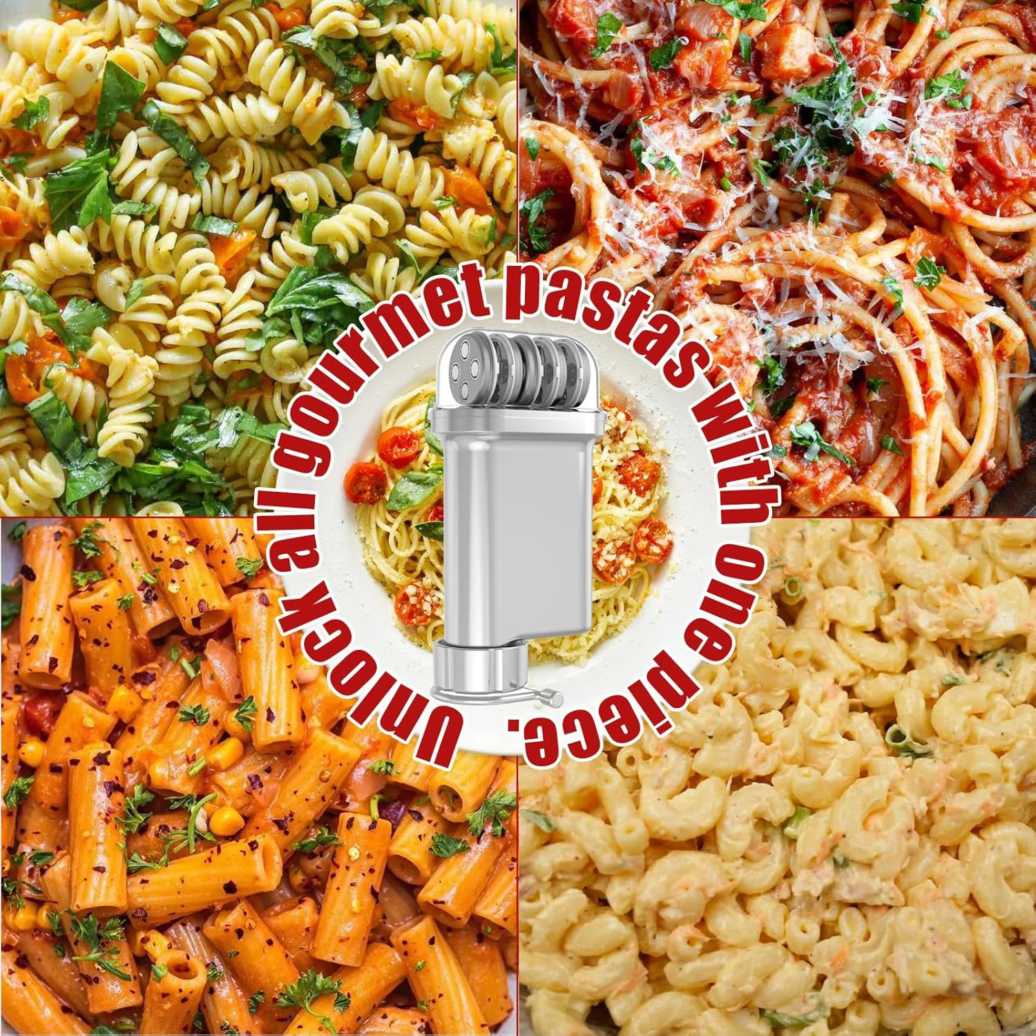 Metal Gourmet Pasta Press Attachment for KitchenAid Stand Mixer – Durable Metal Pasta Maker Attachment with 5 Interchangeable Pl view 6