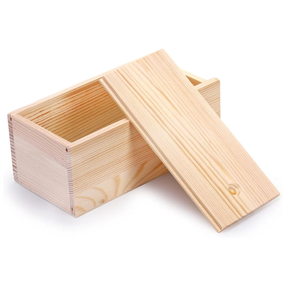 4 Pack Unfinished Wood Storage Box with Slide Lid, Vintage Keepsake Case Cards Container Small Gift Box for Art Hobbies