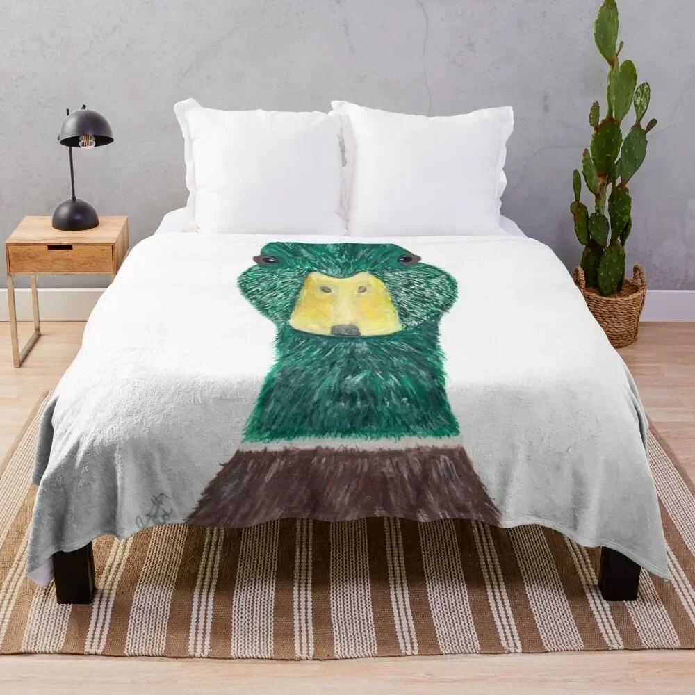 

Wild Green and Brown Male Mallard Duck with Yellow Beak Print...Quack! Throw Blanket Machine Washable Soft Warm Blanket