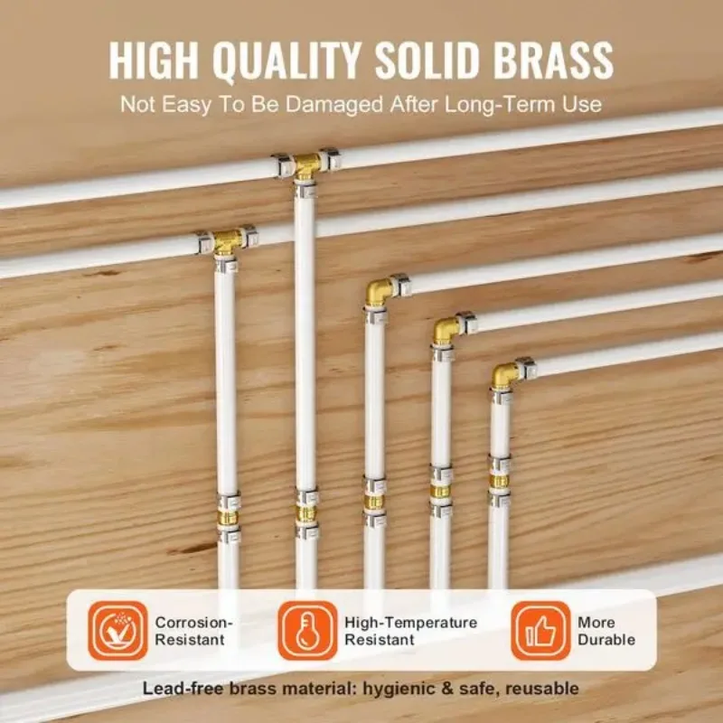 تجهيزات الأنابيب 3/4 بوصة 50 قطعة من المرفقين على شكل مشبك نحاسي لأنظمة التسخين