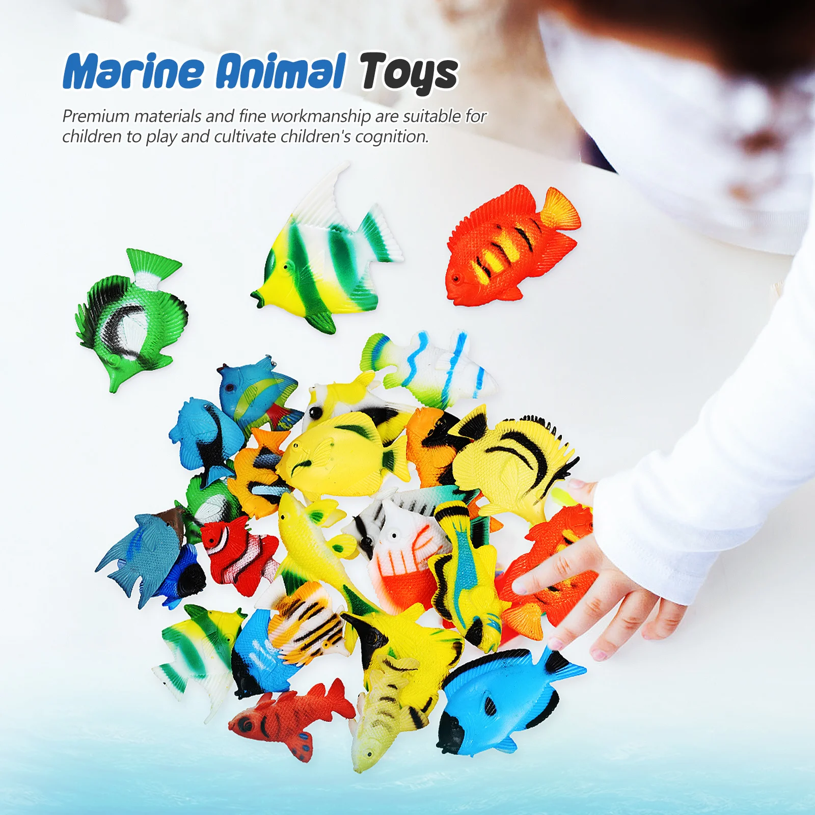 24Pcs Realistic Tropical Plastic Fish for Kids Bath Time Preschool Educational Fish Figures Playthings Mini Plastic Fish,