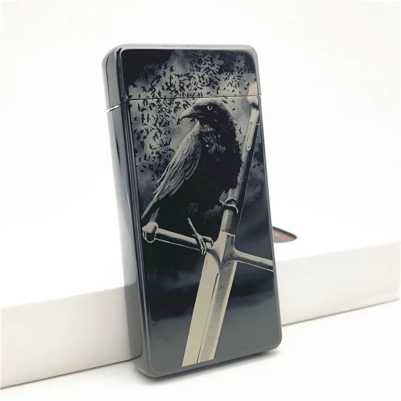 Crow Sword Electric Windproof Metal Lighter Double Arc Flameless Plasma Rechargeable USB Lighter LED Power Display Touch Sensor