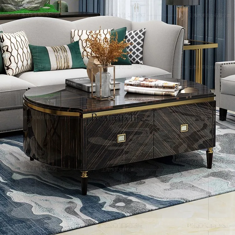 Postmodern light luxury solid wood TV cabinet coffee table decorative locker simple