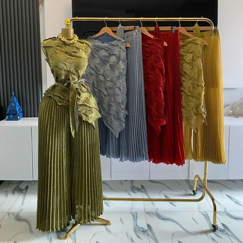 Vêtements africains de grande taille pour femmes, costume bronzant à la mode, haut irrégulier sans manches, pantalon ample à jambes larges, costume de tempérament