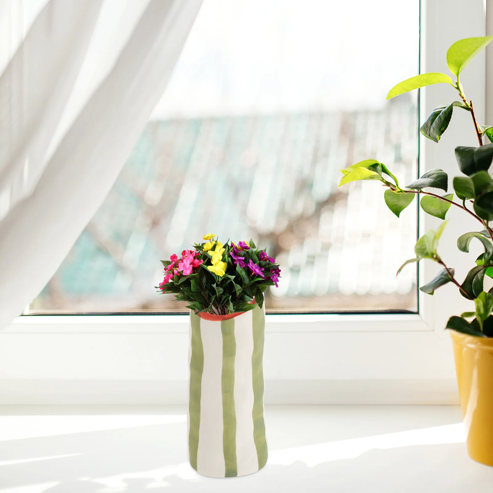 

Ceramic Flower Vase - Modern Minimalist Home Decor for Living Room Table Centerpiece, Entryway Shelf, Dining Room, Bedroom,