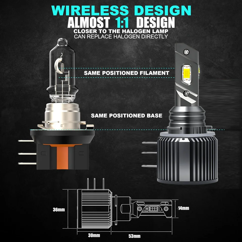 Phares LED haute puissance H15 360W, ampoules DRL 501, lumière latérale pour Land Rover Discovery Sport L550 2014 – 2021 2022 2023, 4 pièces