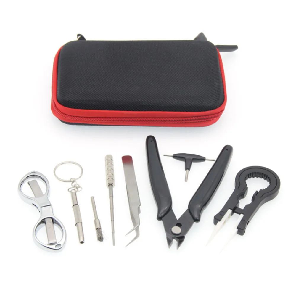 9 in 1 Mini Vape DIY Tool Bag Coil jig Tweezers Pliers Repair Tool Kits Cig Accessories Vape Bag s Tweezers Pliers Vape Bag