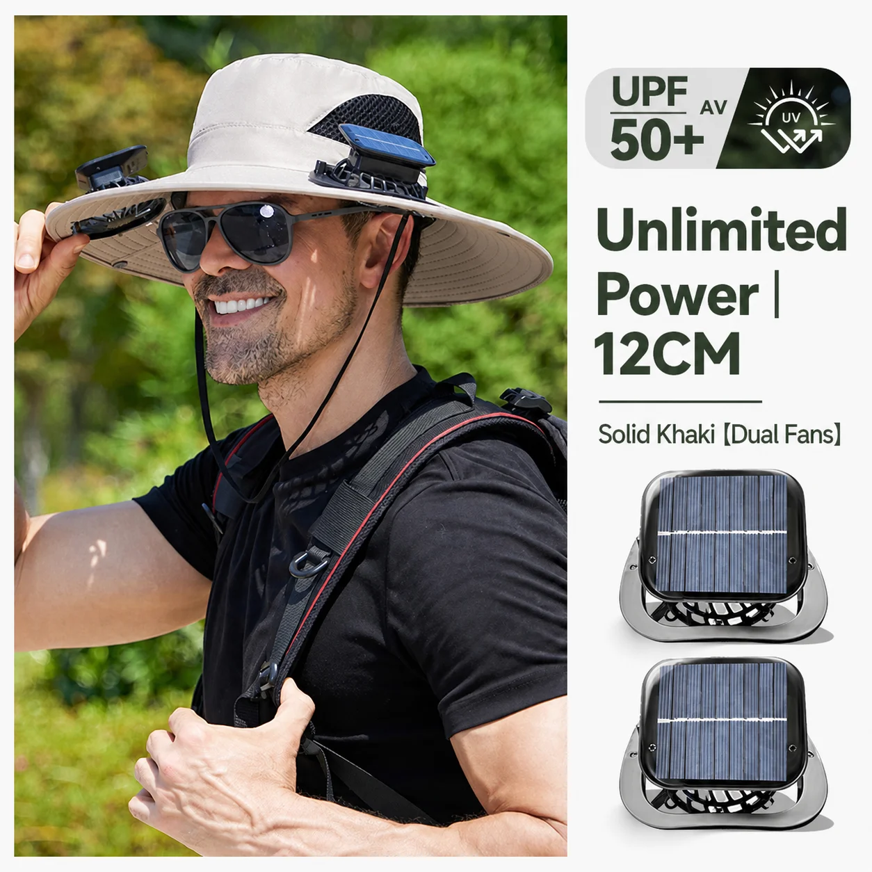 Solar Fan Hat Men Summer Wide Brim UV Protection Bucket Hat Rechargeable Lithium Battery Long Lasting Strong Wind Quick Dry