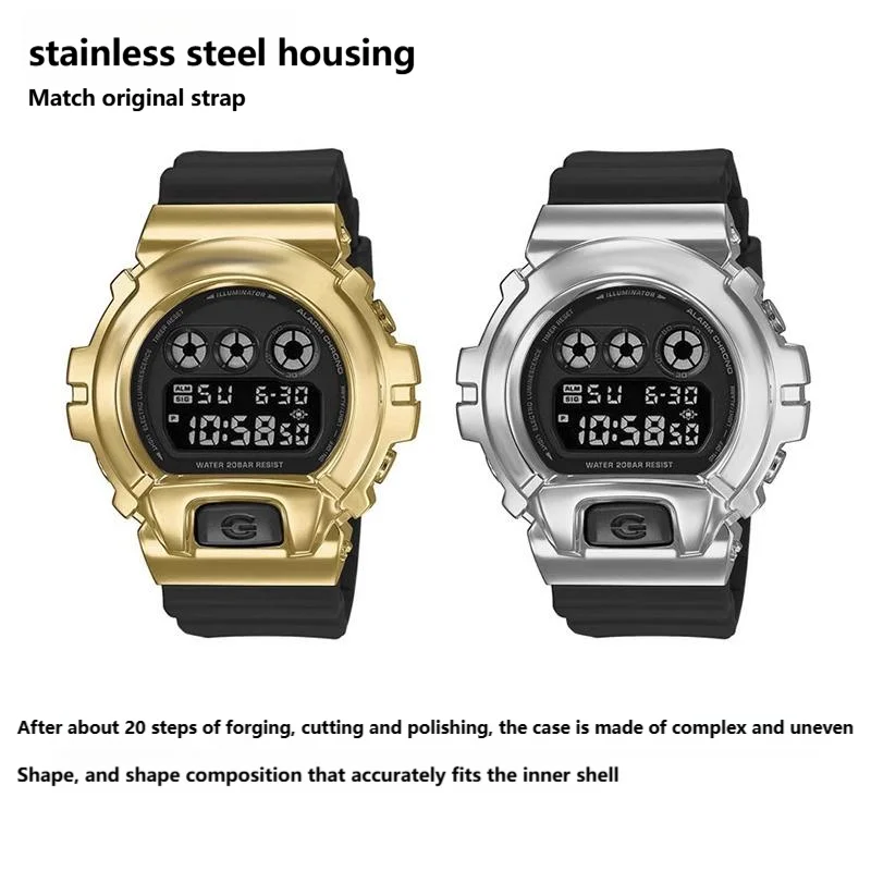 For Casioa G-shock Dw-6900 Mod Kit Stainless Steel Watch Case Strap For Casio Modified Metal Watch Band Diamond Case Colorful