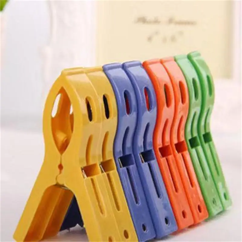 8-32pcs Large Bright Colour Clothes Clip Plastic Beach Towel Pegs Clothespin Clips To Sunbed Home Wardrobe Storage High Quality