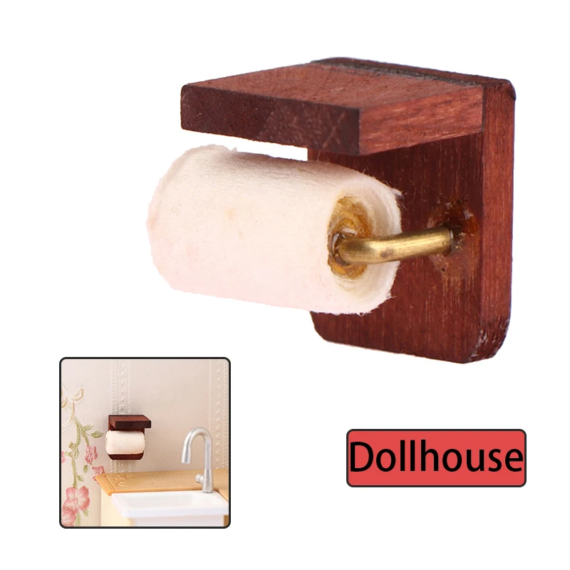 

1:12 Dollhouse Miniature Tissue Paper Roll Paper with Stand Model Bathroom Decor Toy Doll House Accessories