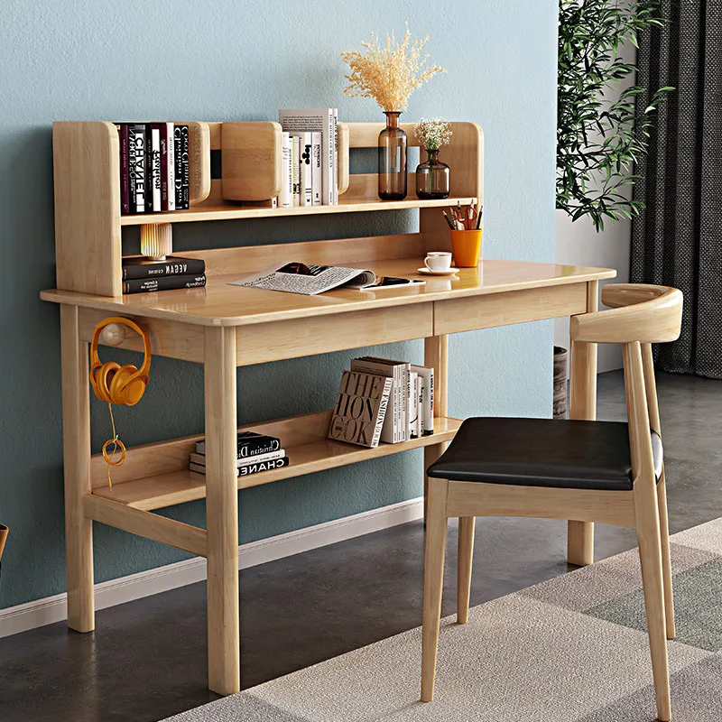 مزيج رف كتب من الخشب الصلب، مكتب تخزين منزلي بسيط وحديث