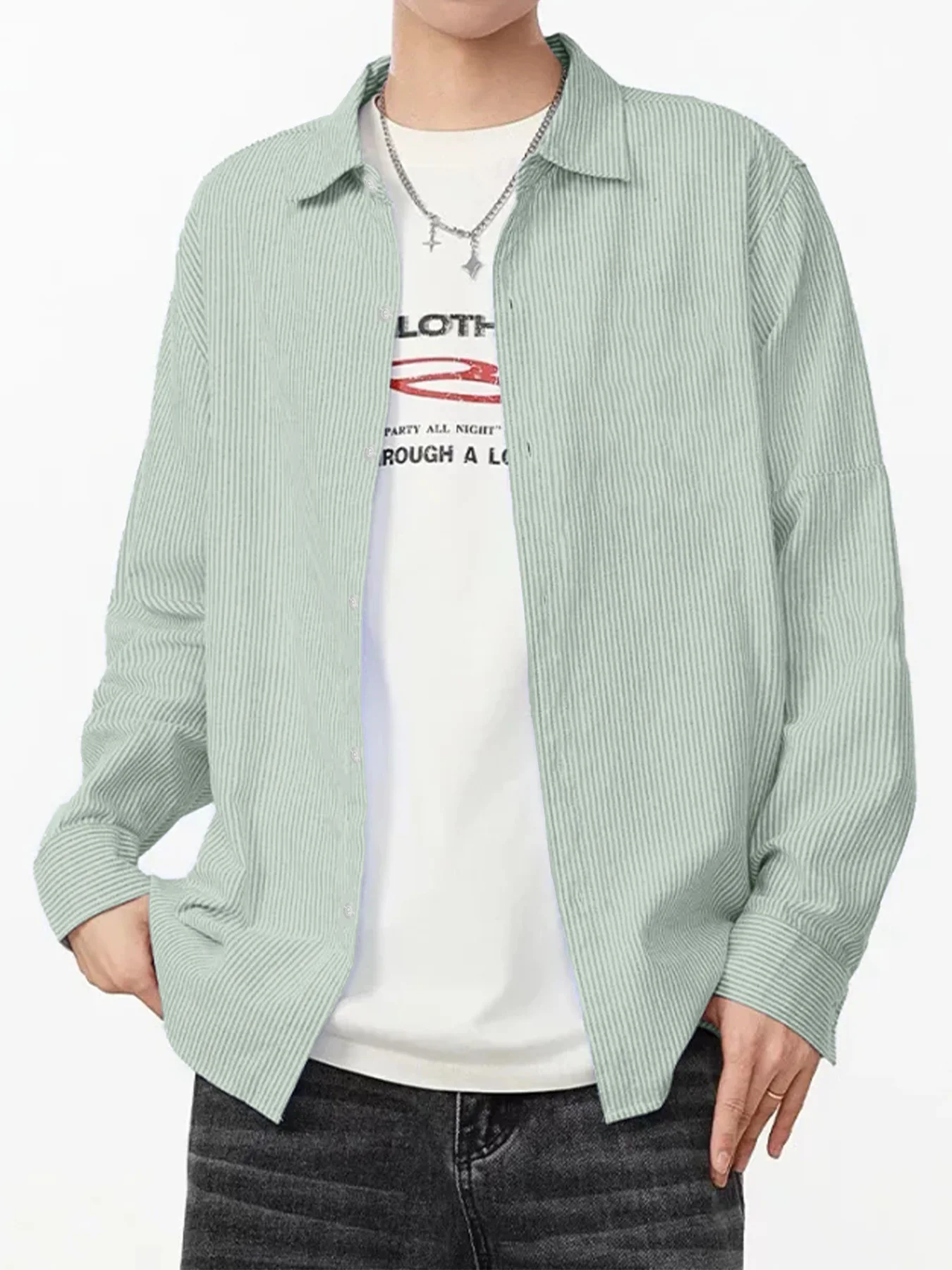 

Полосатая рубашка с длинными рукавами для мужчин, стильная корейская версия, модная тонкая рубашка для весенне-осенней верхней одежды.