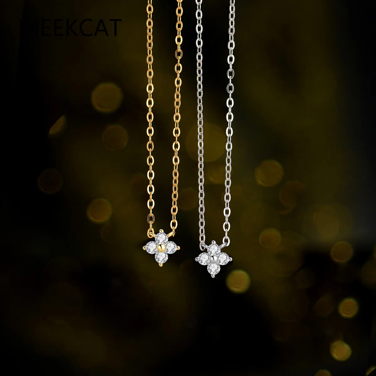 3MM 0.4cttw D Color Clover Necklace Pendants For Women S925 Silver 18K Gold Plated Neck Chain Classic Fine Jewelry Choker Gifts