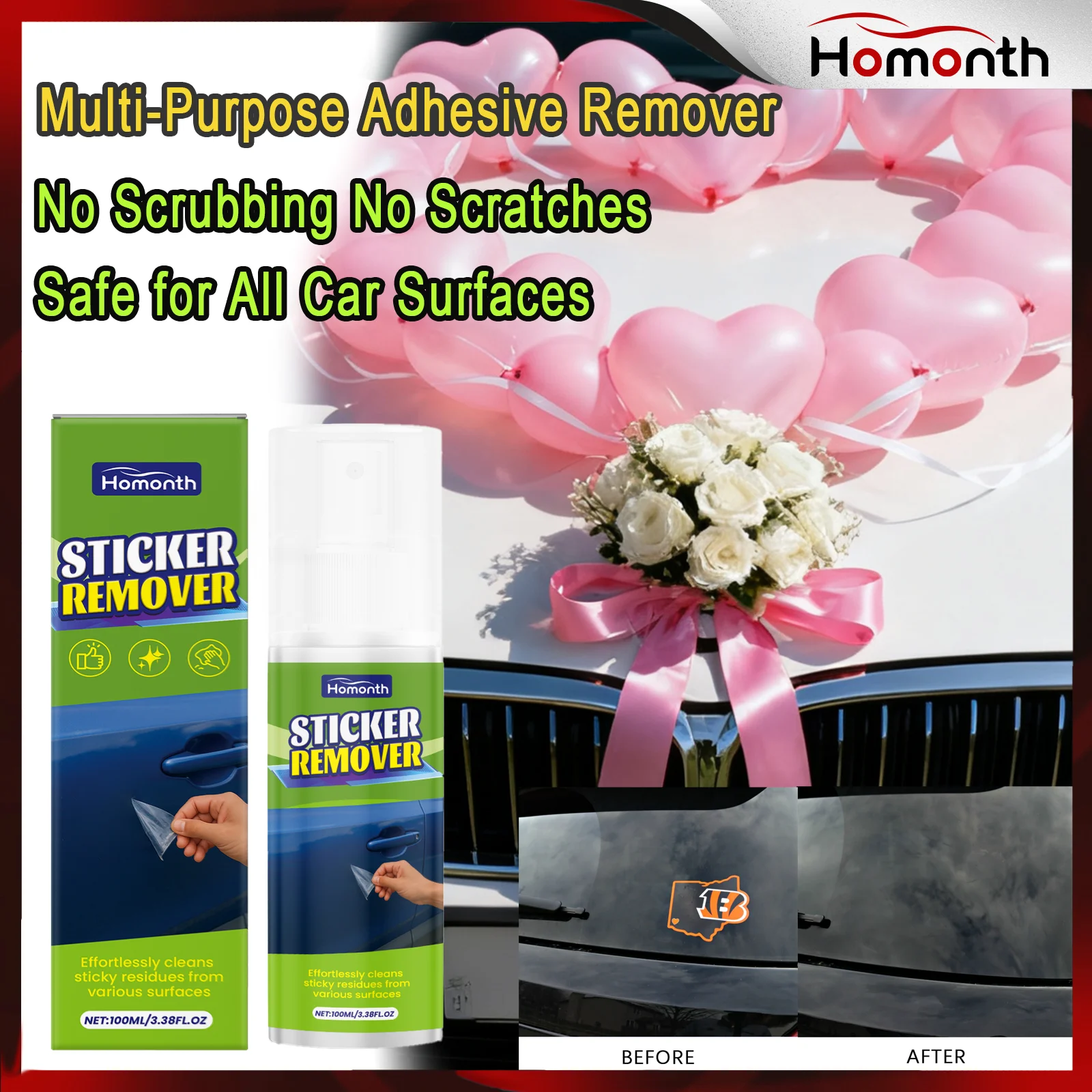 Spray eliminador de adhesivo de alta resistencia para coches, pegatina de pegamento, limpiador de residuos de alquitrán, seguro en pintura de coche, 100ml, desengrasante de acción rápida para automóvil