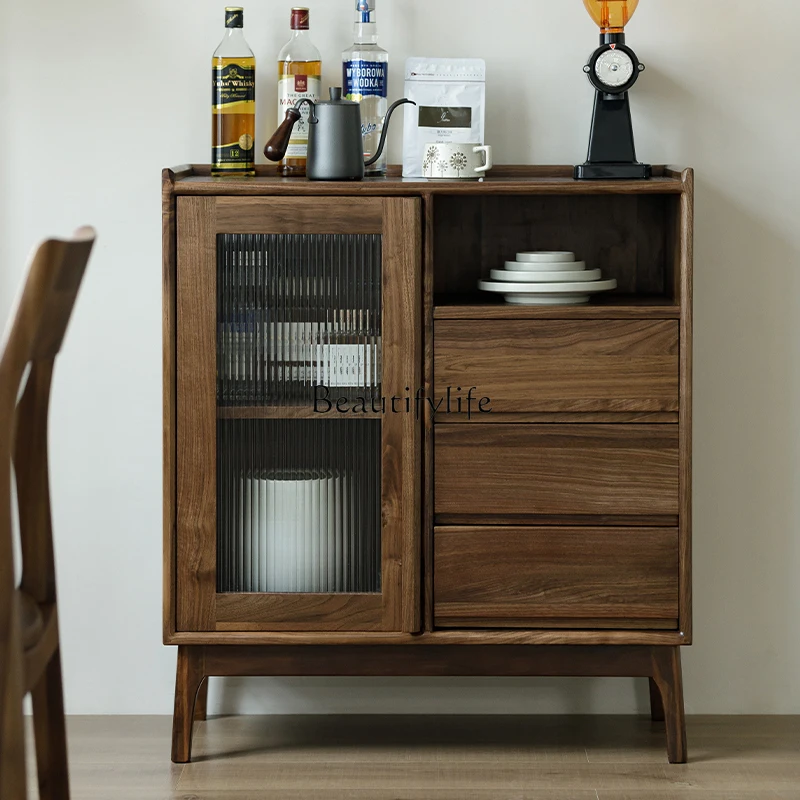 

North American black walnut dining side cabinet modern simple living room dining room storage side cabinet