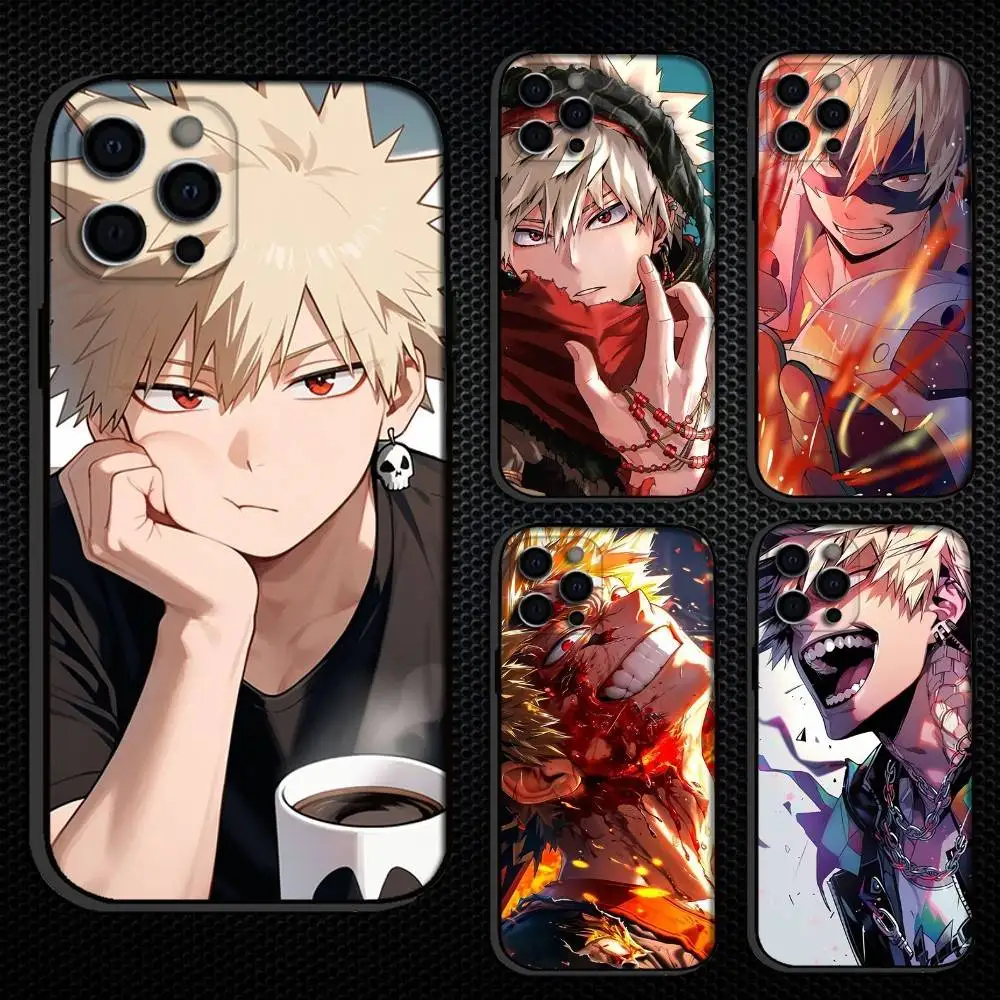 

My Hero Bakugou Katsuki Phone Case For iPhone 16,15,14,13,12,11 Plus,Pro Max, Others Soft Black Cover