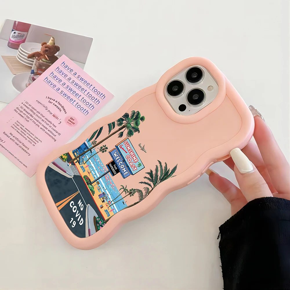 Summer beach tourist scenery Phone Case for IPhone 15 14 13 12 11 Pro Max XR XS X 7 8 Plus SE20 Candy Color Soft TPU Back Cover