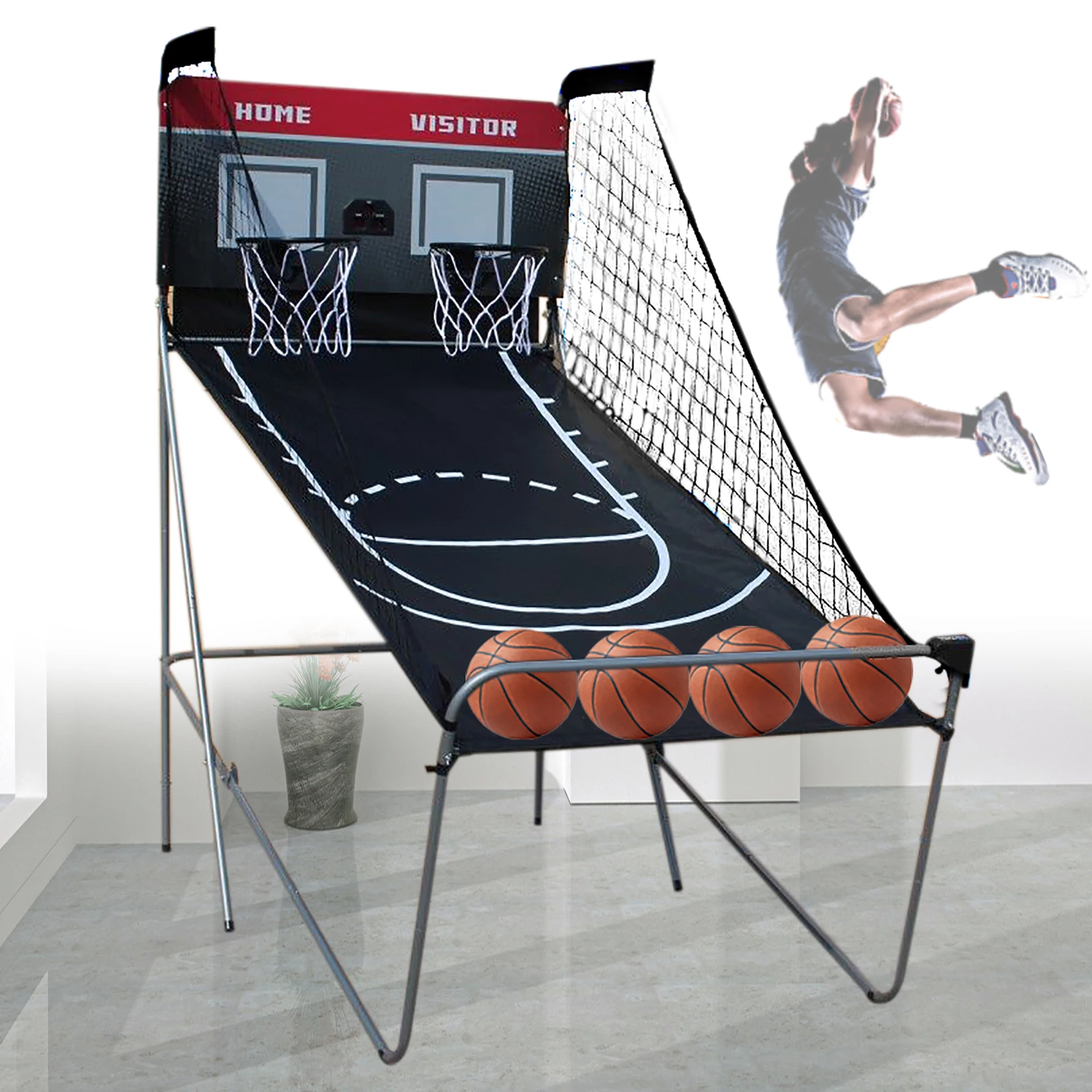 Foldable Basketball Arcade Game 2 Player Indoor Basketball Game Home Dual Shot Sport for Kid Adult