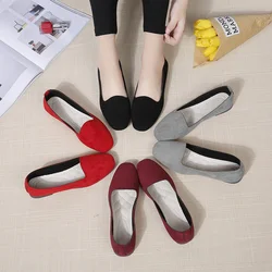 Woman Fashion Vacation Casual Suede Flats Lady Solid Color Outside Mocasines Female Lightweight Soft Sole Red Cheap Daily Shoes