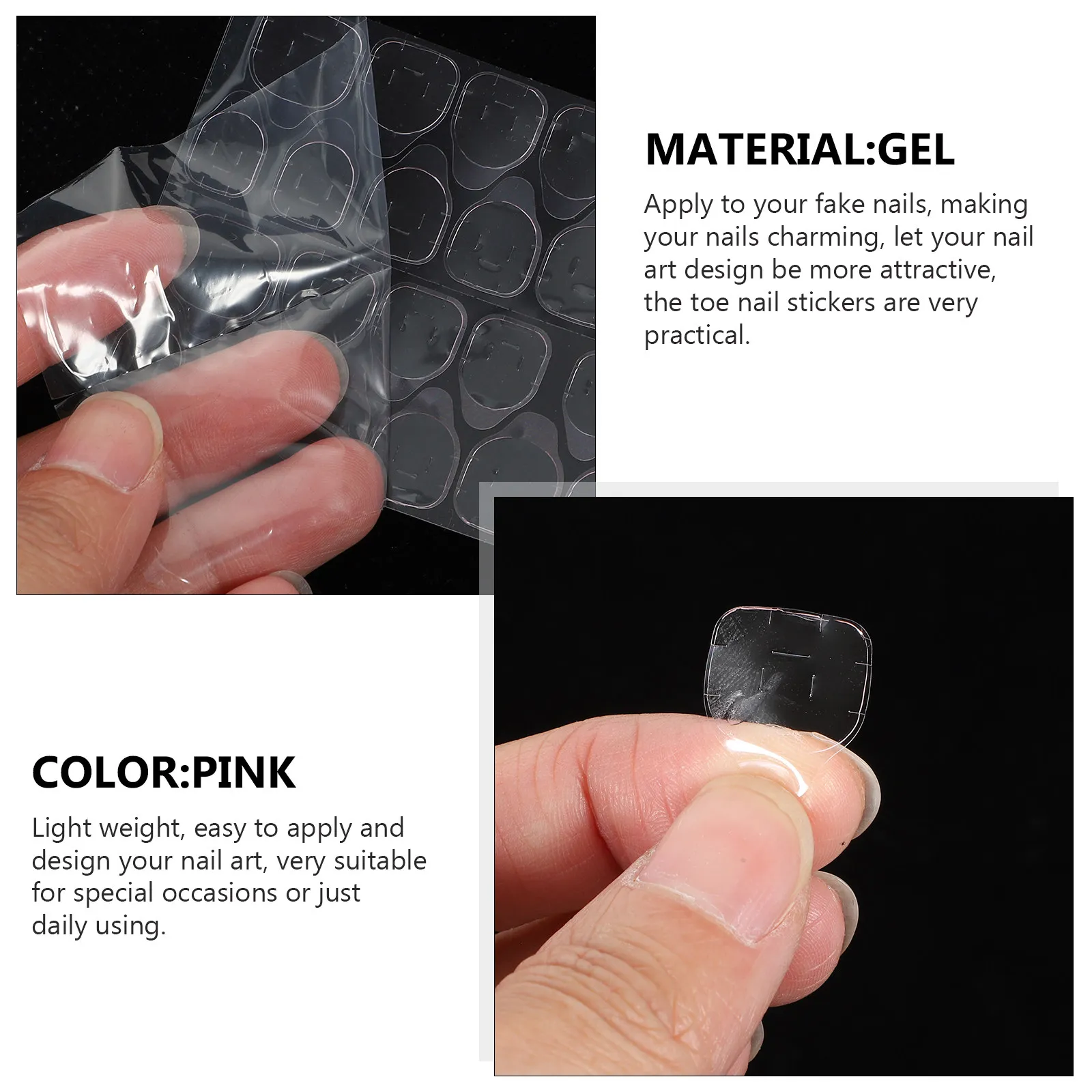50Sheets False Toenail Tabs Press on Nails Tips Jelly Glue Toe Nail Stickers Easy Apply Nail Adhesive Tabs Toenail Stickers