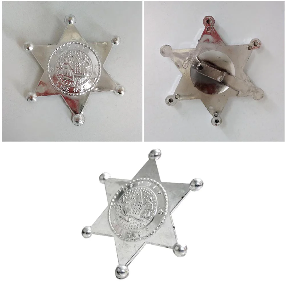 10pcs Badge Cosplay Costumes Props Police Accessories Educational Playthings for Kids(Hexagonal Star Badge)