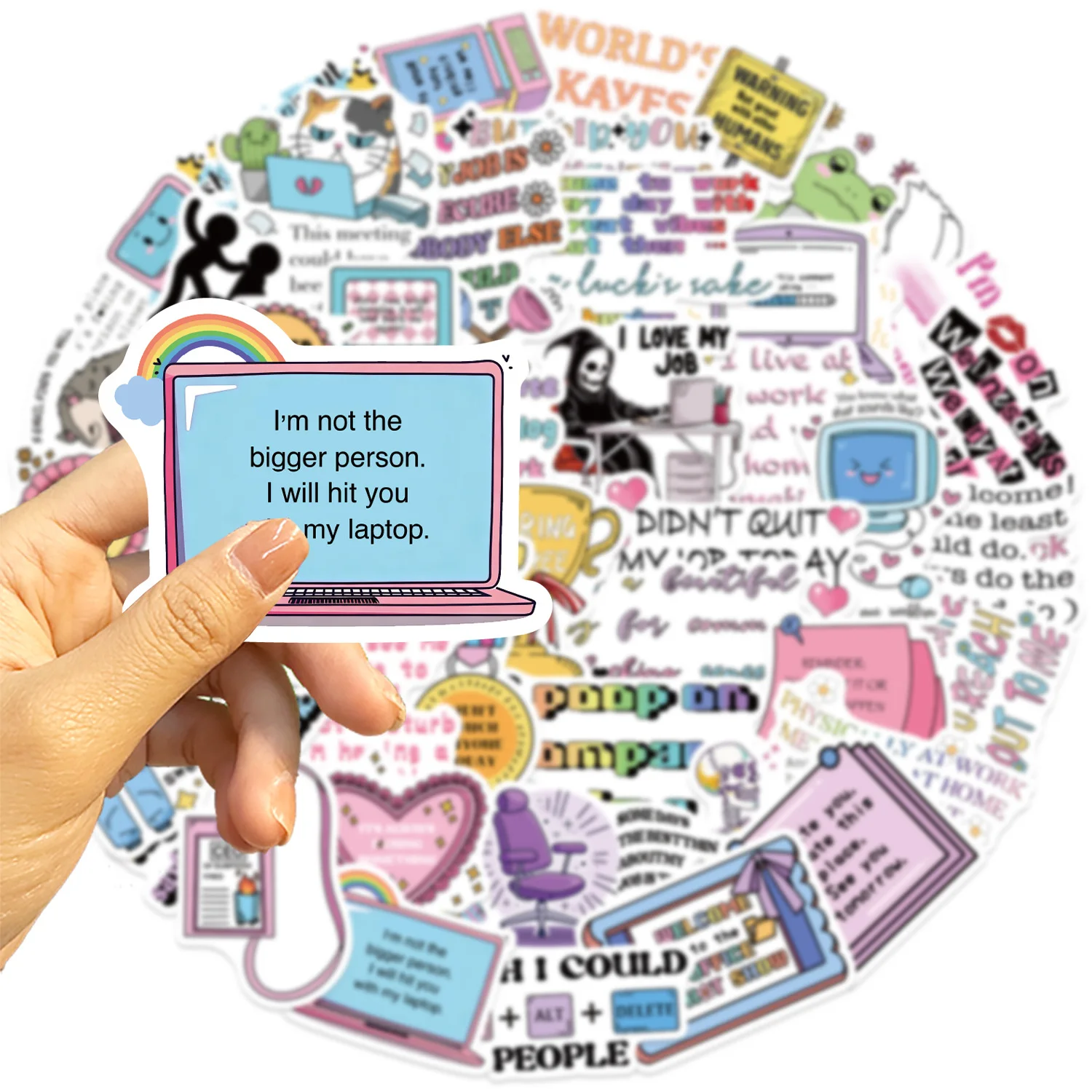 10/50PCS Snarky Meme Cartoon Stickers Creativity Text Short Sentence Graffiti Decoration DIY Notebook Mobile Guitar Toys Decals