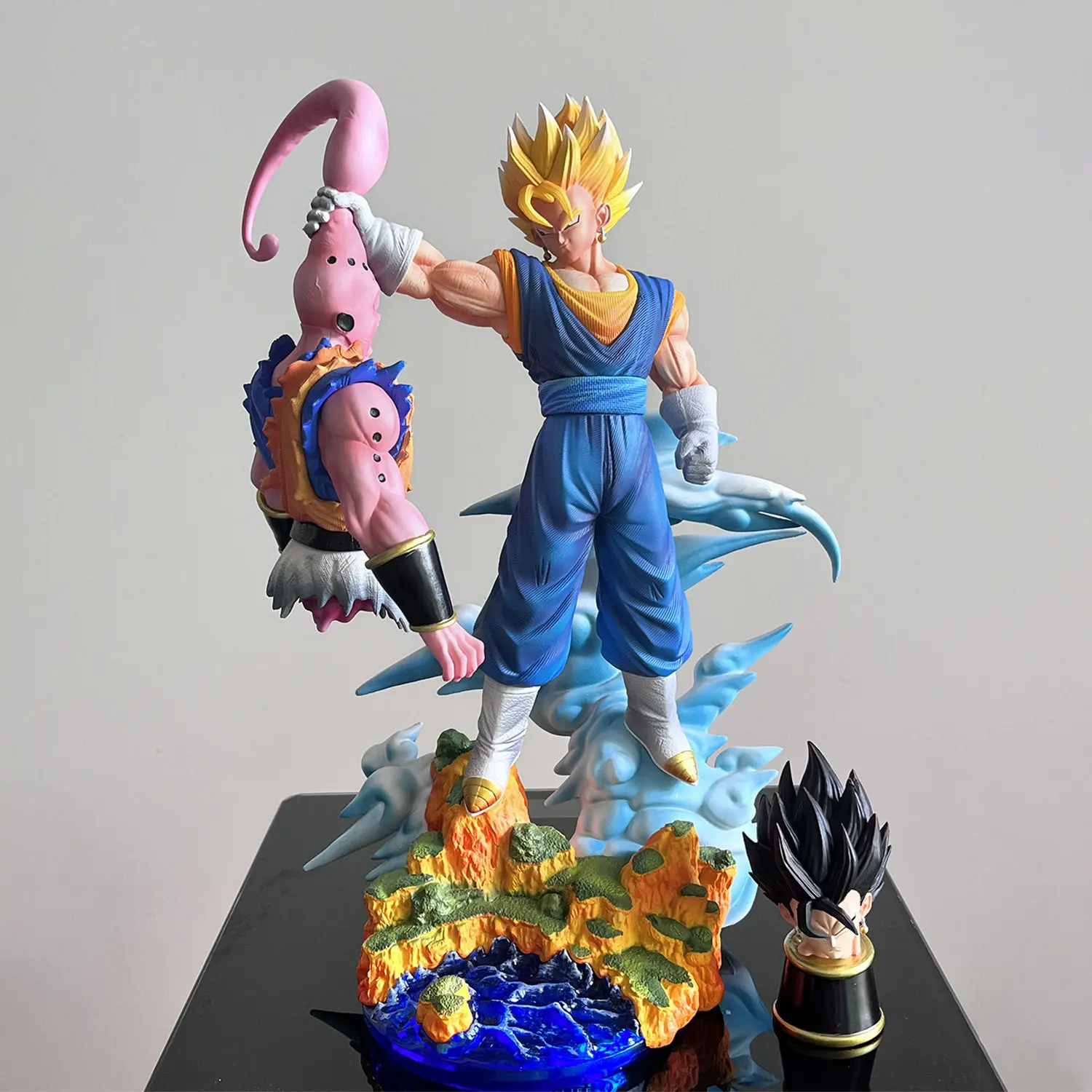 

33cm Dragon Ball Z Anime Figure Statue Majin Buu Vs Vegetto Stand Gk Pvc Statue Collection Action Model Doll Toy Xmas Gift