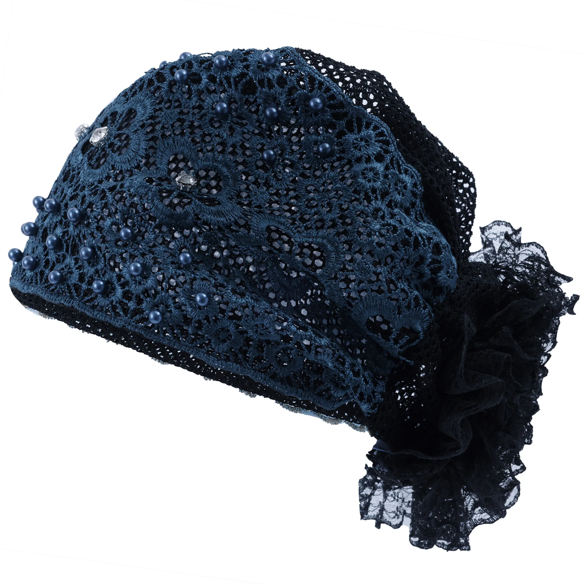 Neue Muslimische Frauen Stickerei Hijab Innen Hut Perlen Turban Blume Mützen Motorhaube Haarausfall Kopftuch Spitze Chemo Kappe Turbante Mujer