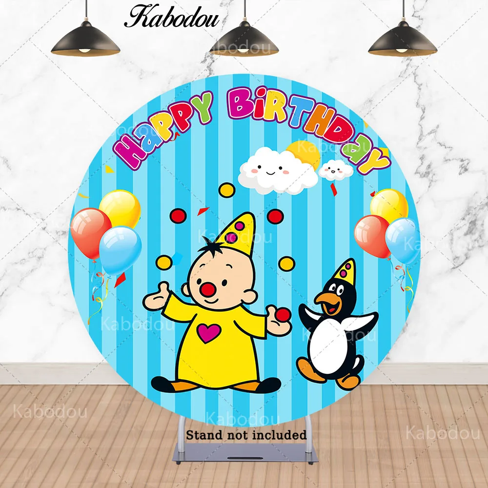 Kabodou Bumba Circle Photo Backdrop Cover For Kids Birthday Baby Shower Round Photography Background Cylinder Covers