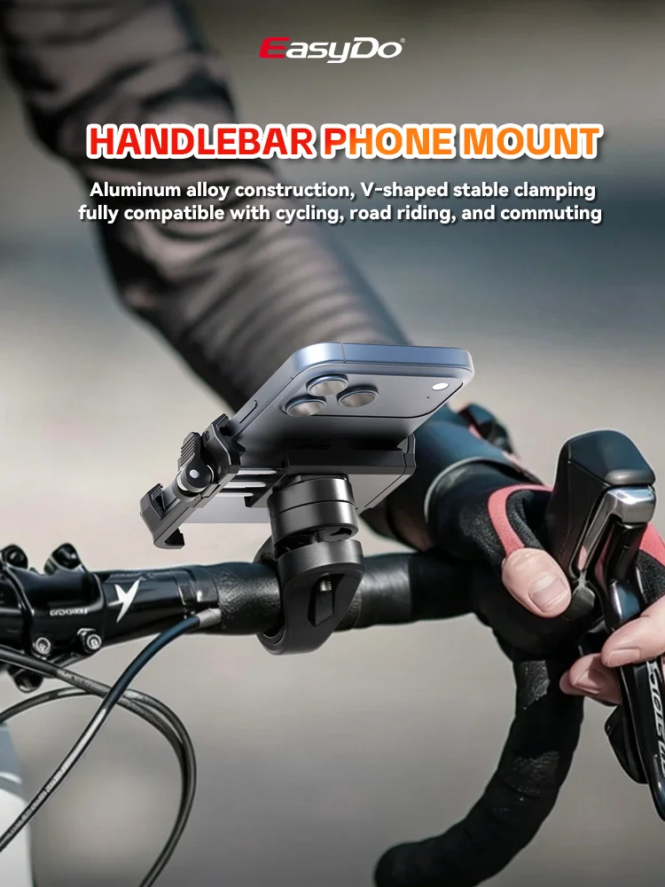 Easydo Fahrrad-Handyhalterung E-Scooter Fahrradlenker-Handyhalterung Aluminium Stoßfeste Rennrad-Vorbau-Handyhalterung für 4,7-7,2" – Detail 1