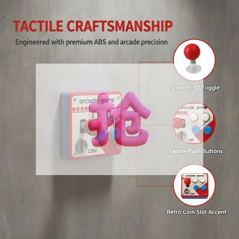 3D Retro Arcade Game Design Light Switch Panel With Joystick Function,