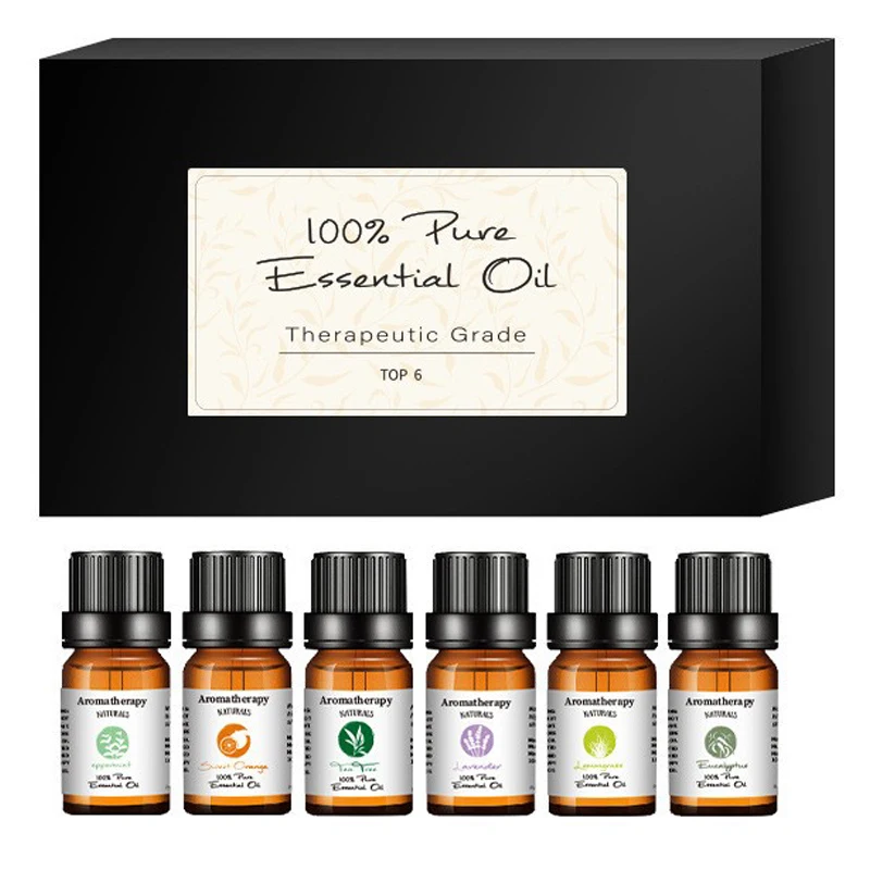 6 in 1 Pure Natural Essential Oil Lavender Mint Orange Lemongrass Peppermint Eucalyptus Scent For Humidifier Diffuser Gift Set