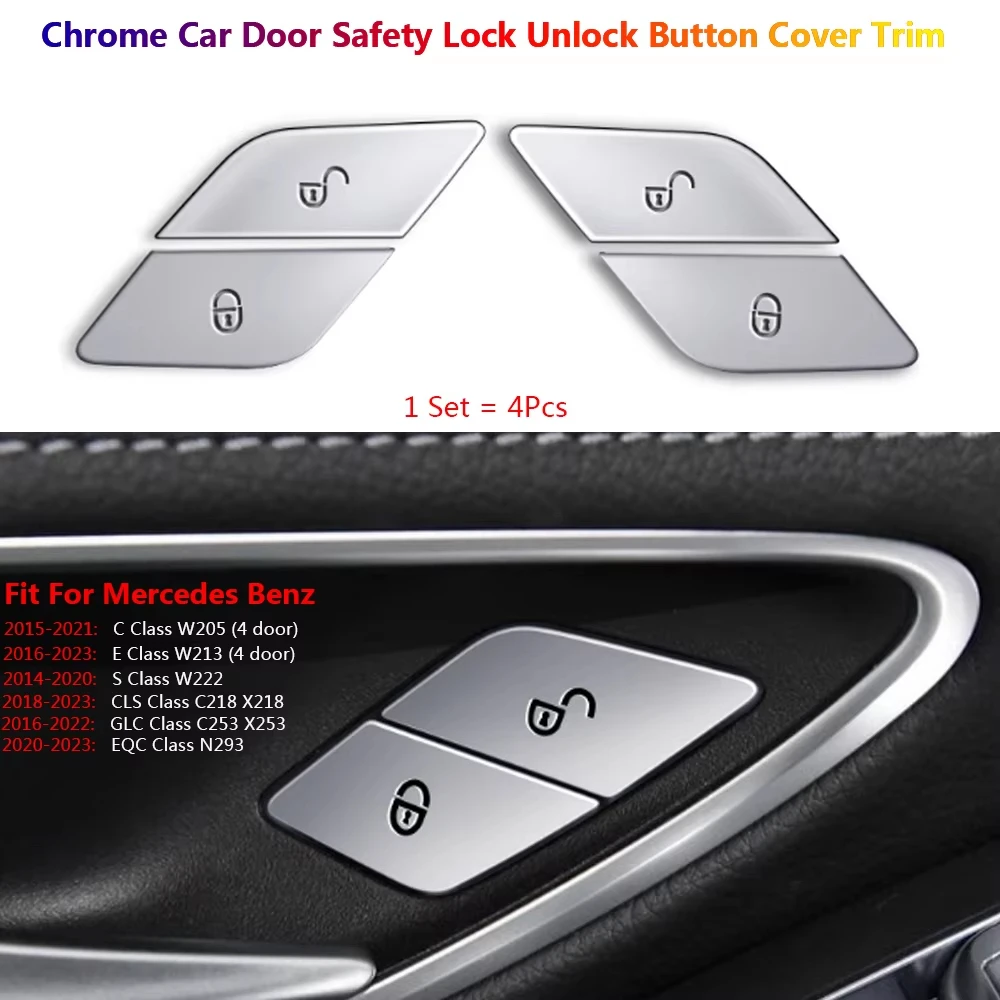 ABS Car Door Lock Unlock Buttons Cover Stickers Fit For Mercedes Benz C E Class GLC W205 W213 X253 Vito W447 Auto Accessories