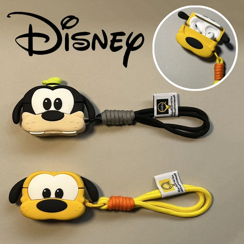 Disney Case for Apple AirPods 1 2 3 4 Airpod Pro 3D Goofy Pluto Keychain Wireless Earphone Bluetooth Headset Case Silicone Cover