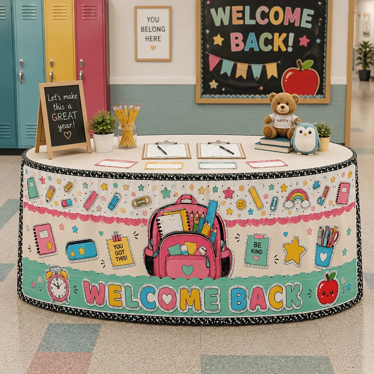 Tablecloth tablecloth 1 piece Welcome back! Light pink shoulder bag Stationery