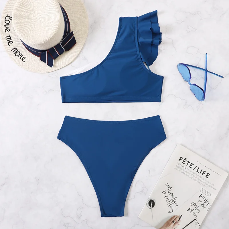 Maillot de bain sexy à volants, taille haute, bikini, ensemble deux pièces, pour femmes, vêtements d'été, pour la plage, pour documents, pour la nuit, 2025