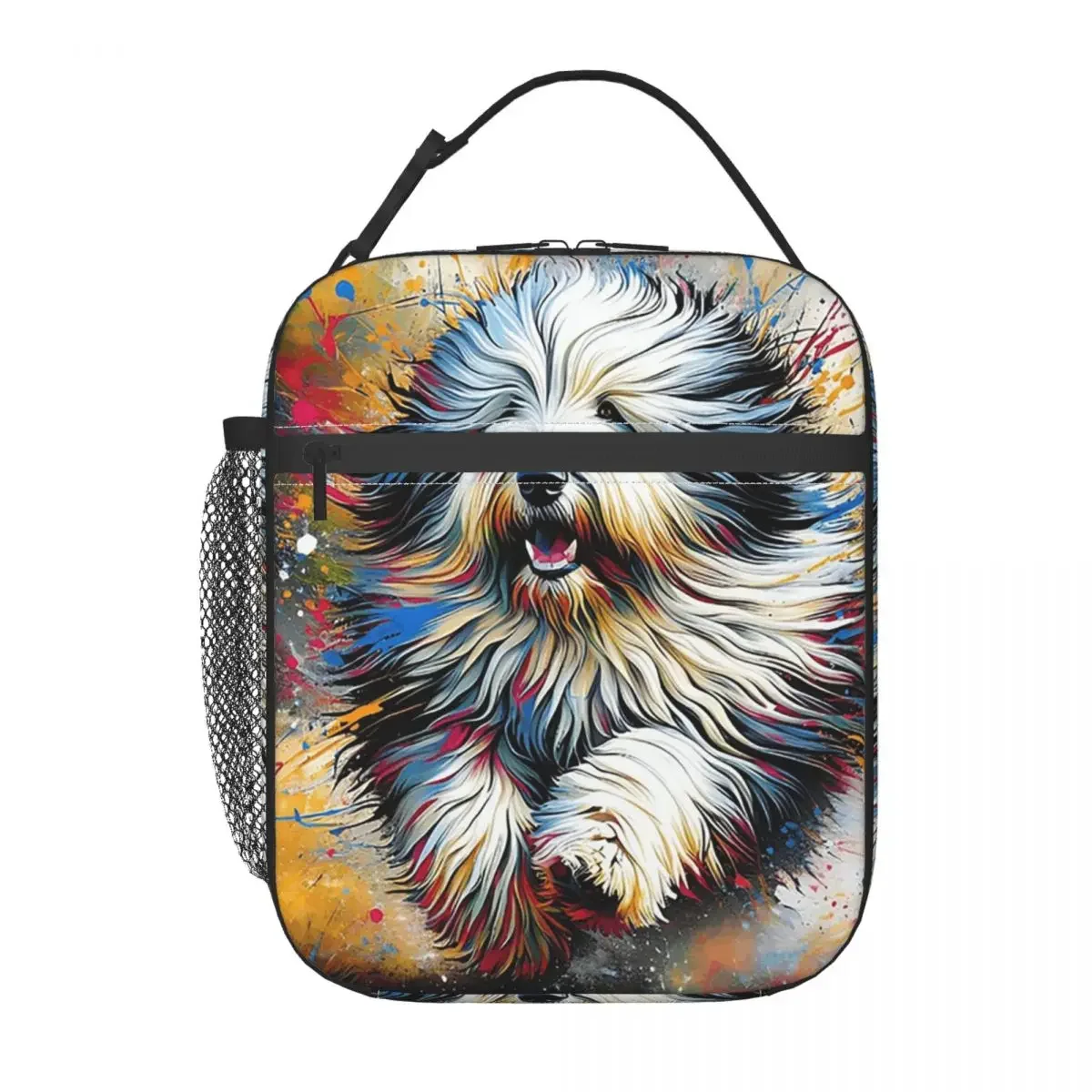Old English Sheepdog Dog Portrait Acrylic Art Print Pet Portrait Gifts Dog Lovers Insulated Lunch Bag Food Boxes Lunch Box Tote