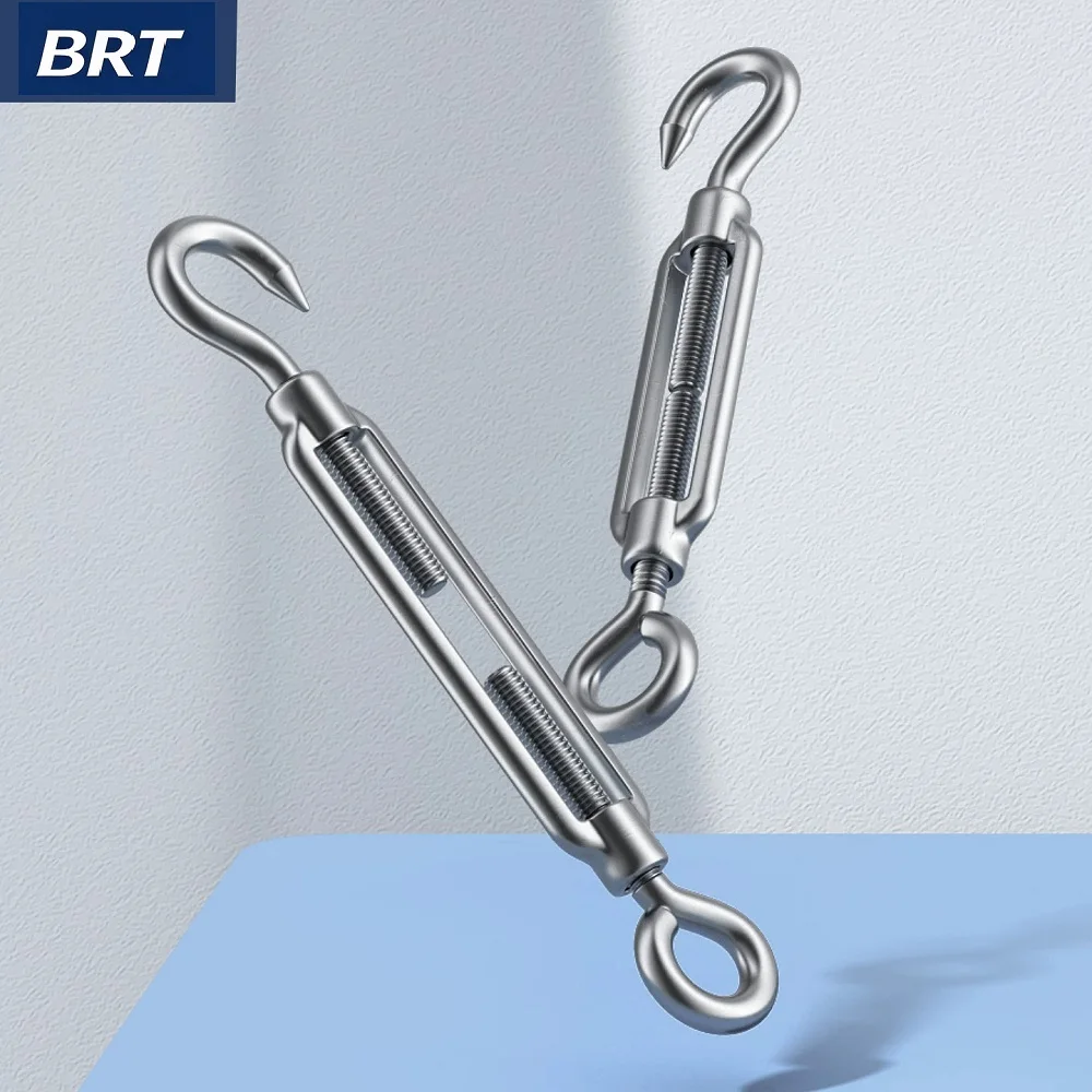 Shade Sail Turnbuckle 304 Stainless Steel Wire Rope Tensioner Open Closed Body Hook Eye Jaw Jaw M4-M20 Boat Fence Dock Rustproof
