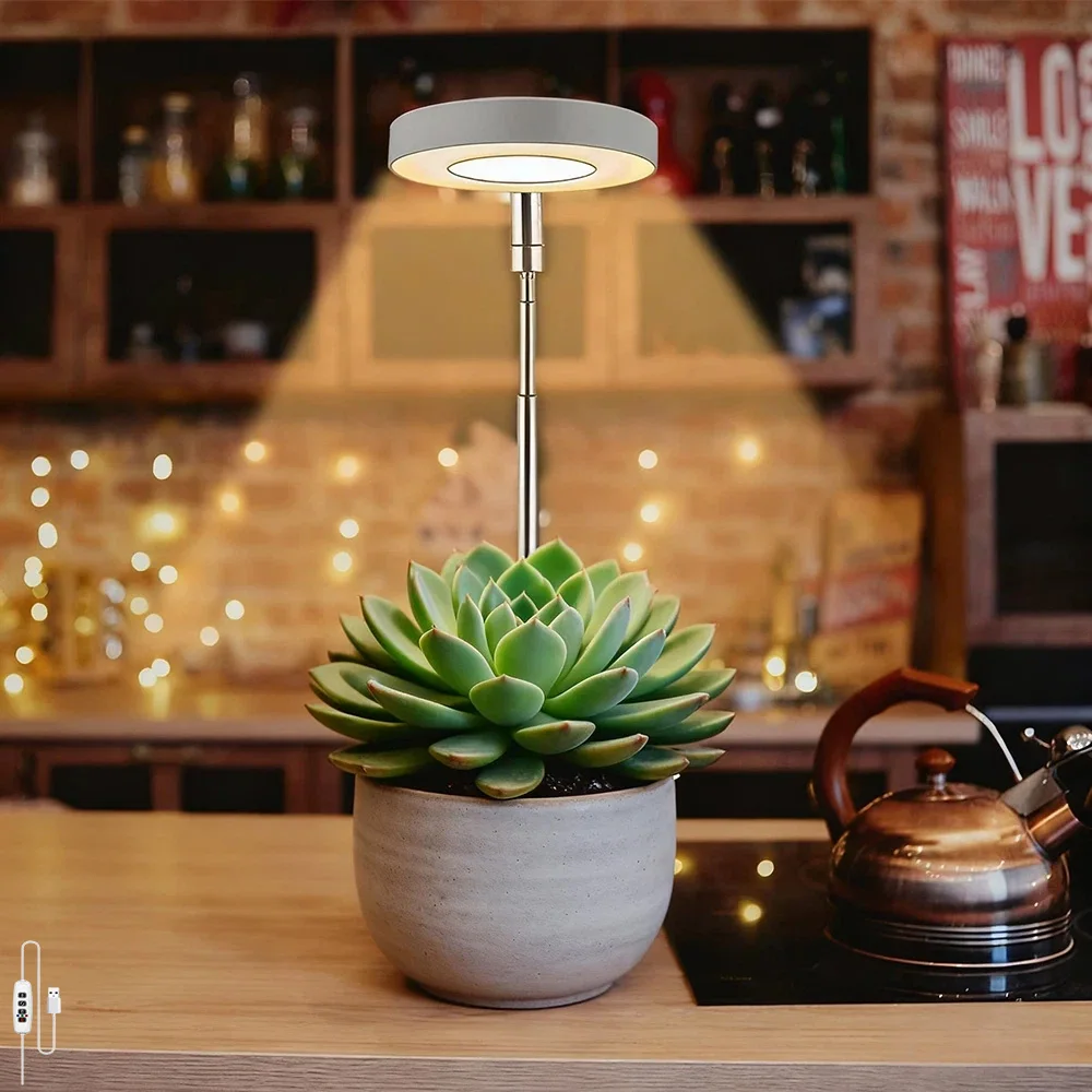 1pc Ring Plant Light Angel Ring Grow Light DC5V USB LED Phytolamp Warm White Full-spectrum 4 Dimmable Levels Telescopic