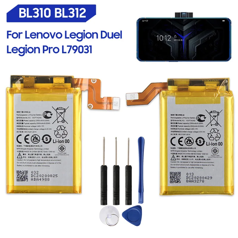 

Новый сменный аккумулятор для Lenovo Legion Duel Legion Pro L79031 BL310 BL312, перезаряжаемые литий-ионные аккумуляторы для мобильных телефонов, 2500 мАч