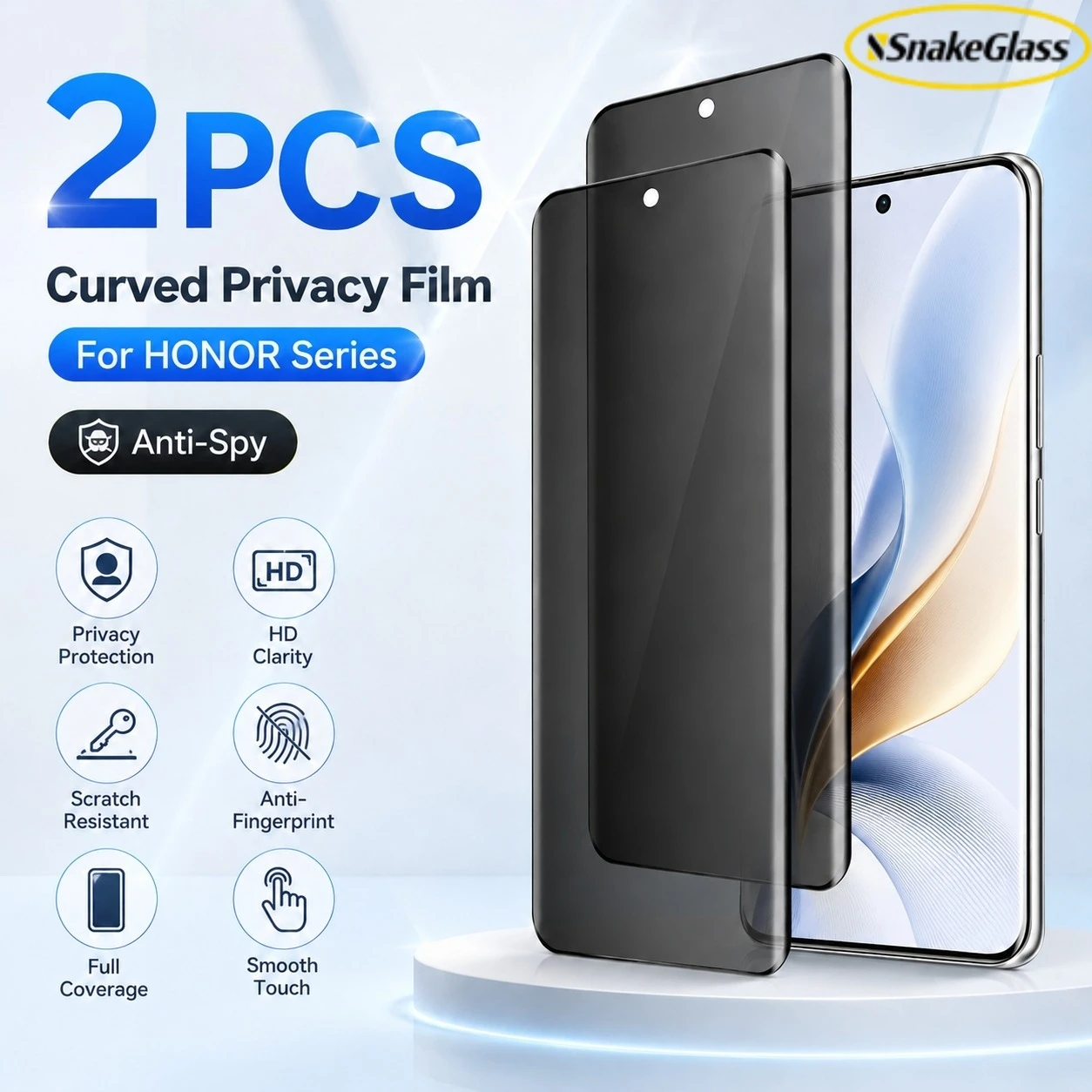 2 Stück Sichtschutz-Displayschutzfolie für Huawei Honor 300 200 100 Pro Gehärtetes Glas für Huawei Honor 90 70 50 40 Pro Lite Glas